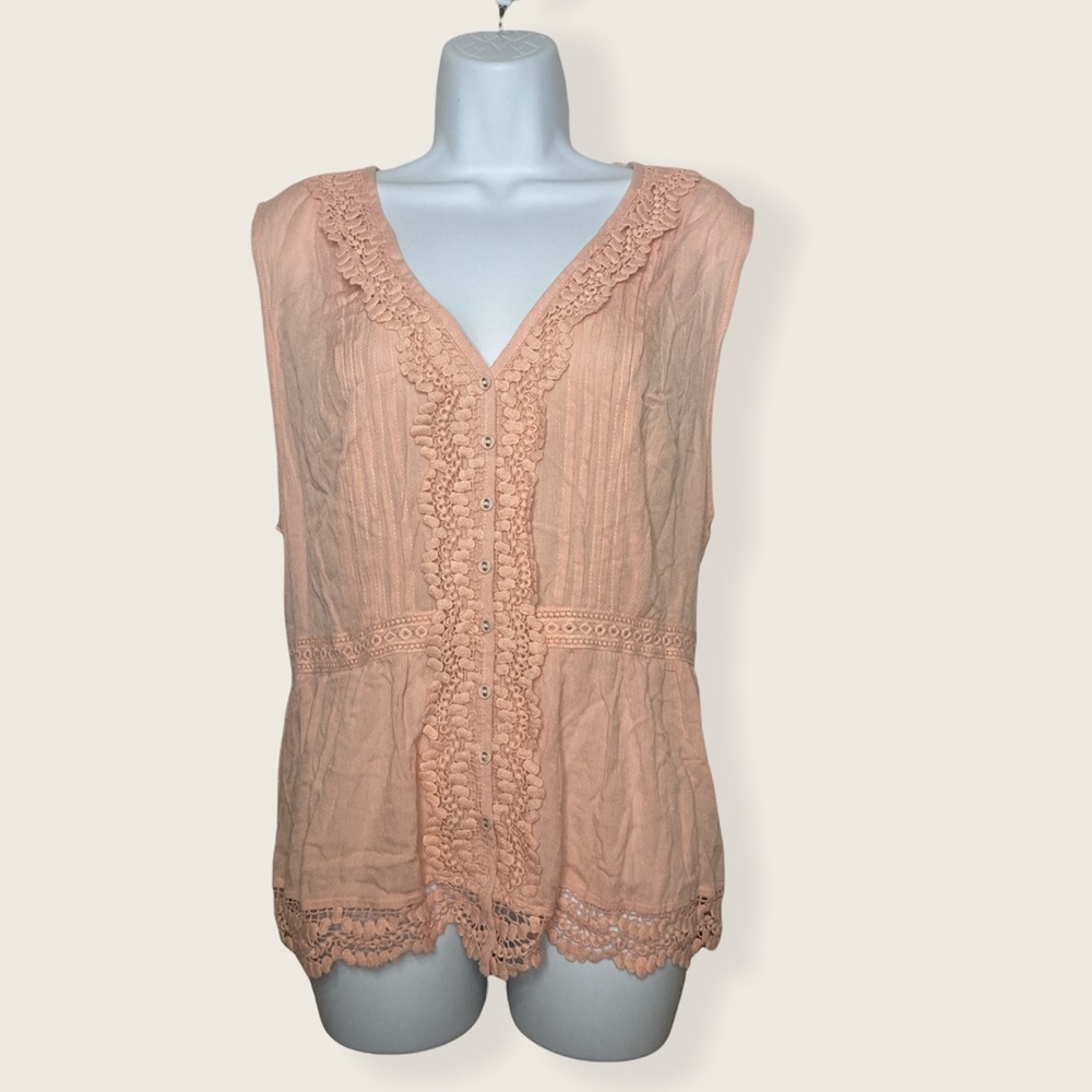 American Rag Juniors' Lace-Trim Blouse, Created for Macy's - Rose Smoke XXL - Picture 2 of 6
